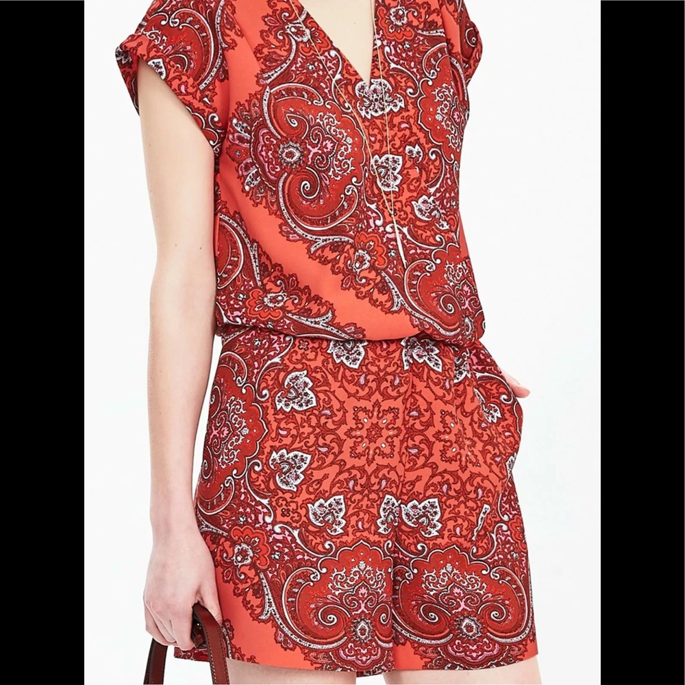 Coral Paisley Romper